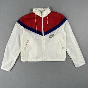 Vtg 70s 80s Nike Windbreaker Jacket Women’s Small Red White‎ Blue Cropped Zip